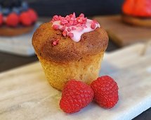 Gluten/laktosefri hindbærmuffin i boks
